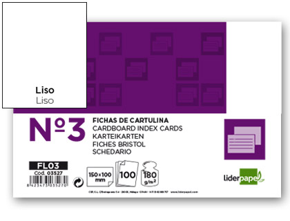 100 fichas Liderpapel lisas nº3 100x150mm.